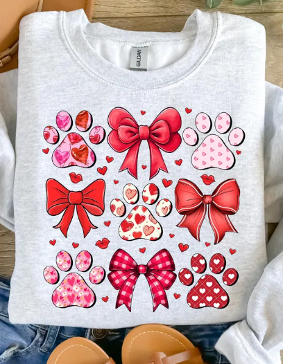 Valentine Paws and Bows Sweatshirt