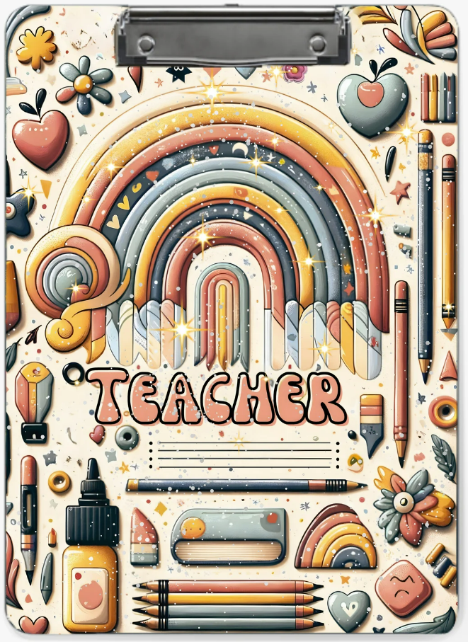 Teacher Rainbow Clipboard Double-Sided