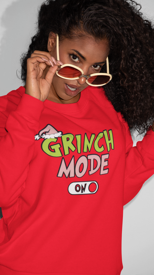 Grinch Mode- Pink Sweatshirt