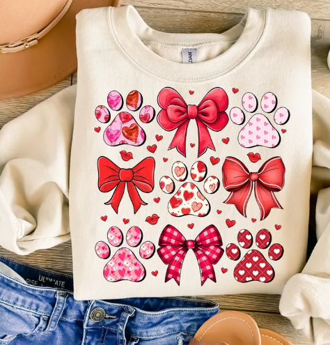 Valentine Paws and Bows Sweatshirt